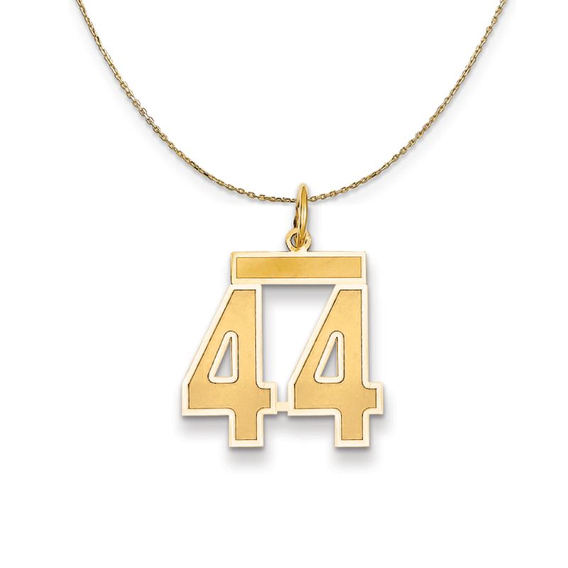 14k Yellow Gold, Jersey, Med Number 44 Necklace - 20 Inch